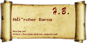 Hörcher Barna névjegykártya